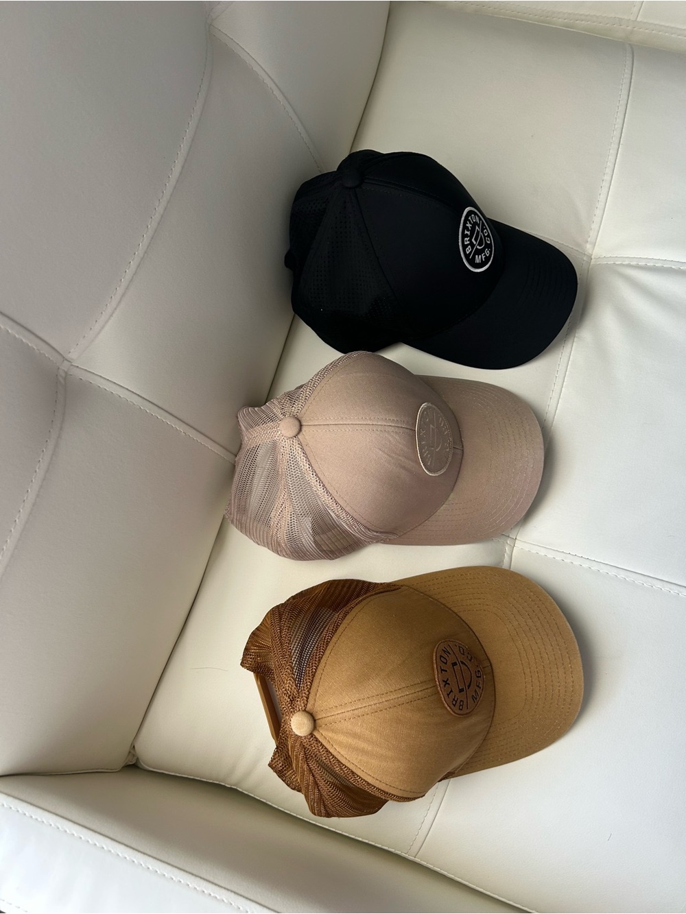 Brixton men’s Logo Patch hats Caps in Tan, Beige & Black bundle lot - Picture 2 of 4